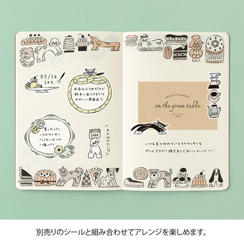 MIDORI Yuru Log Dot Grid Notebook B6 - Sweets & Animals