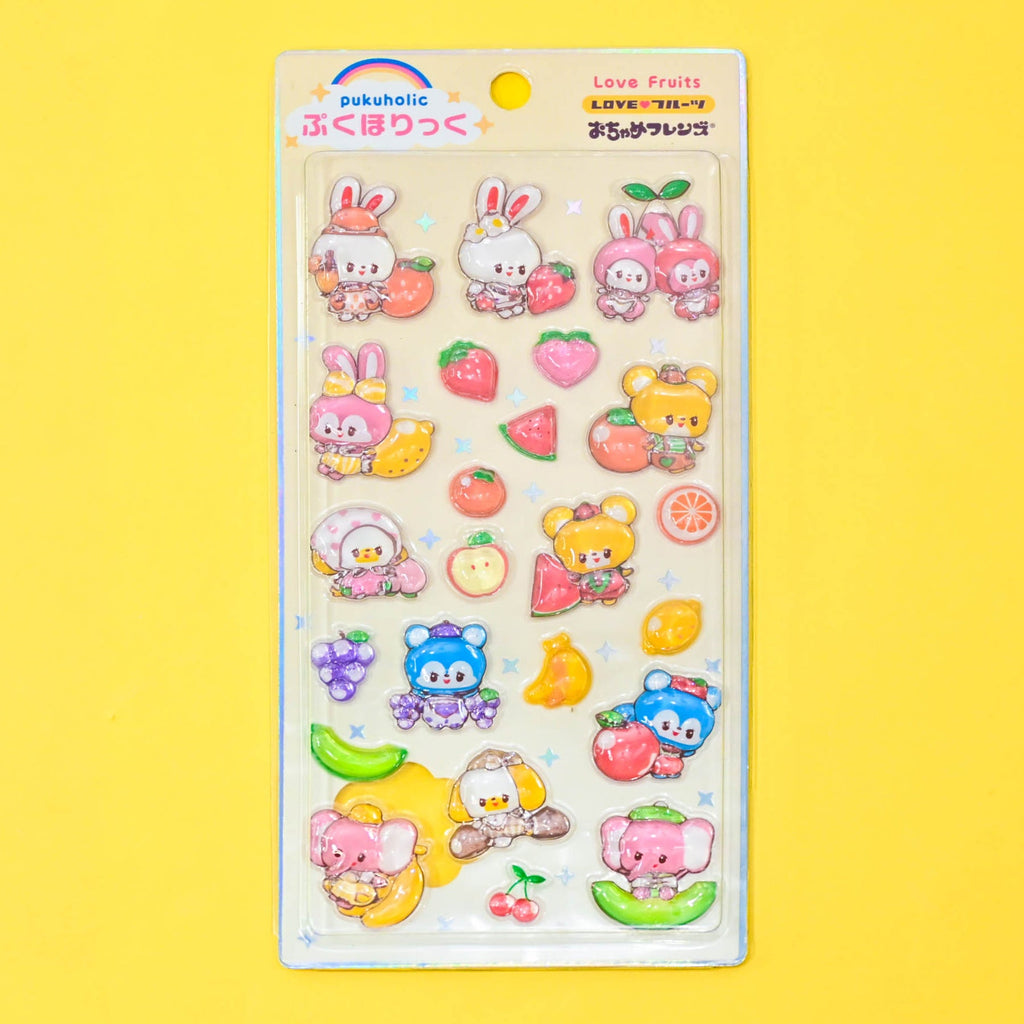 Rainbowholic x Ochame Friends Pukuholic 3D Stickers - Love Fruits