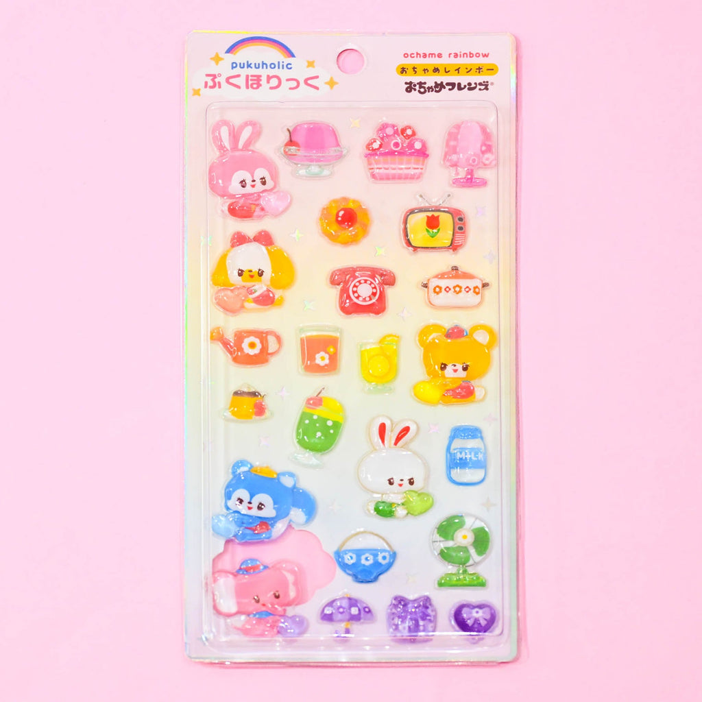 Rainbowholic x Ochame Friends Pukuholic 3D Stickers - Ochame Rainbow