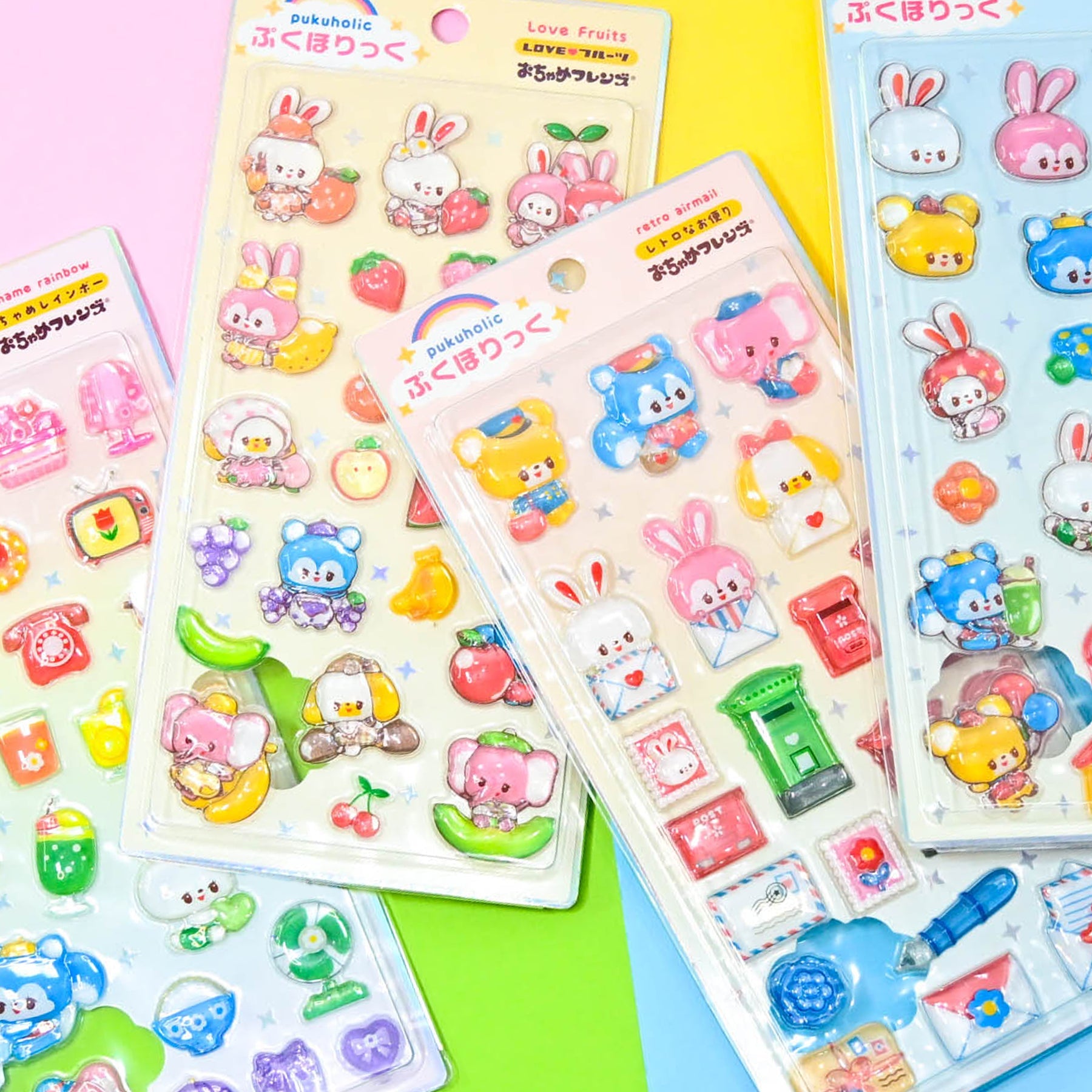 Rainbowholic x Ochame Friends Pukuholic 3D Stickers - Retro Airmail