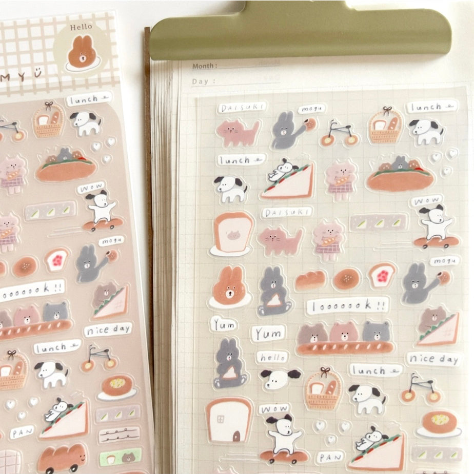 Ranmyu PET Stickers - Dog Riding a Baguette