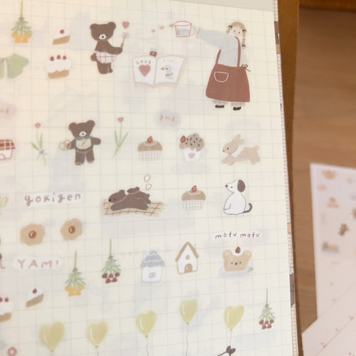 Ranmyu PET Stickers - Girl in an Apron Eating Snacks