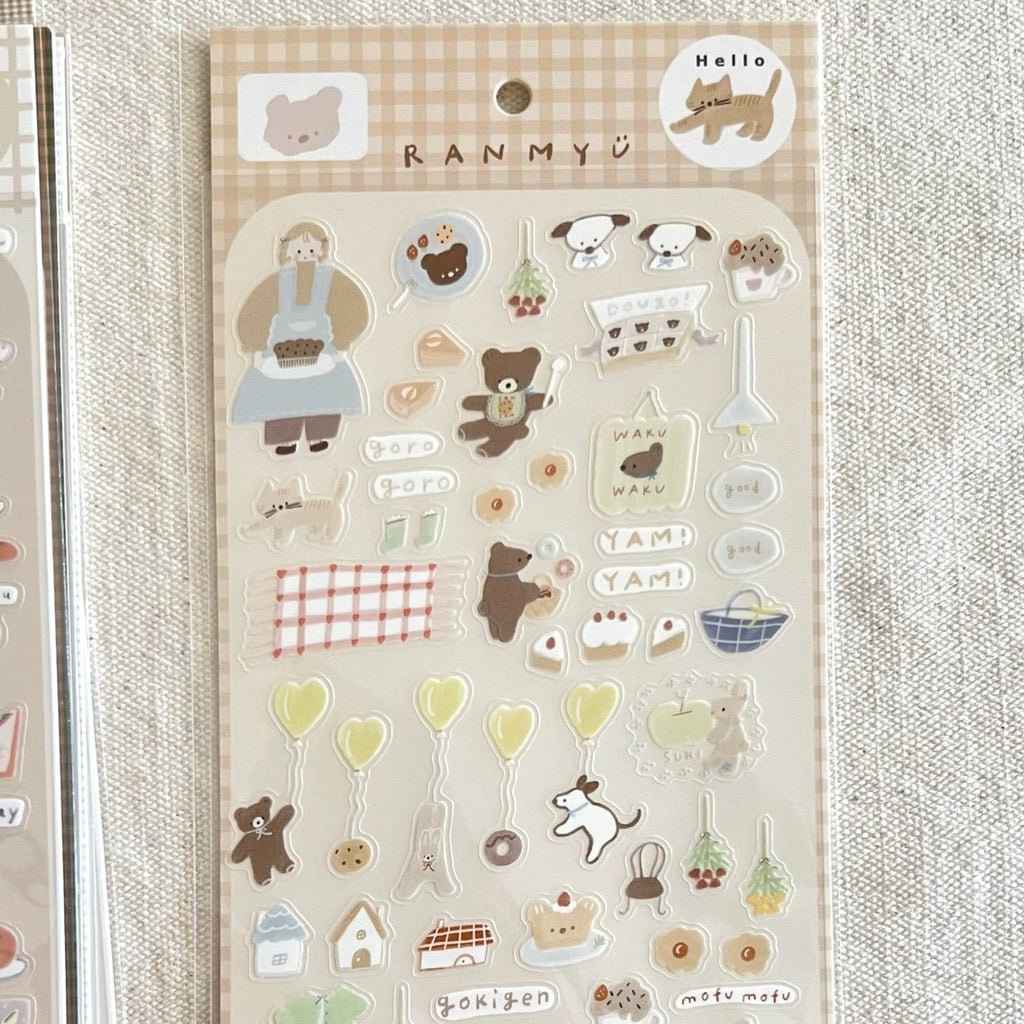 Ranmyu PET Stickers - Girl in an Apron Eating Snacks