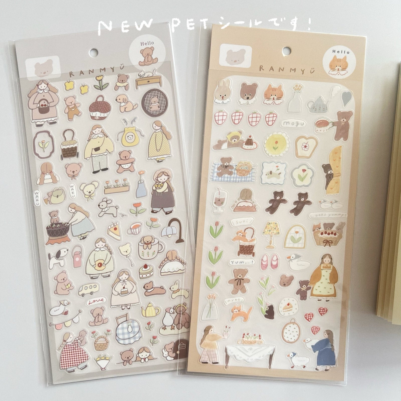 Ranmyu PET Stickers - Girl with a Tulip Hat and a Bear