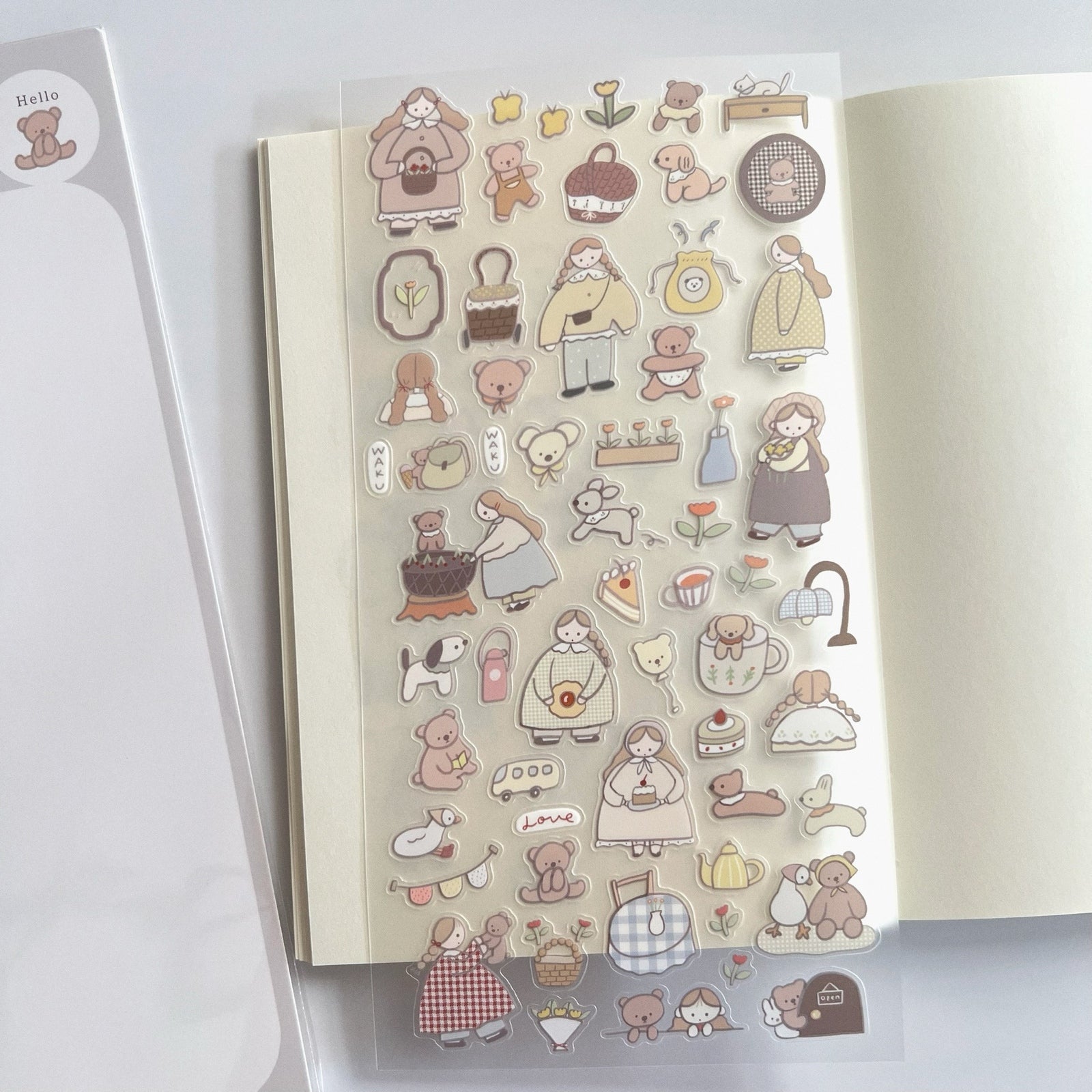 Ranmyu PET Stickers - Girl with a Tulip Hat and a Bear