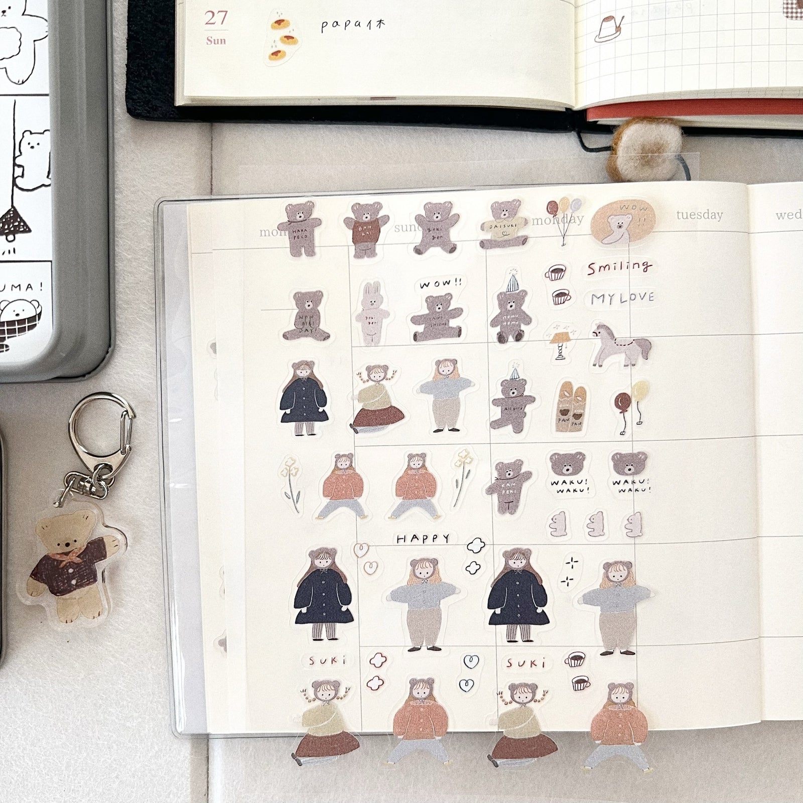 Ranmyu PET Stickers - Girl with Bear Ears and a Bear