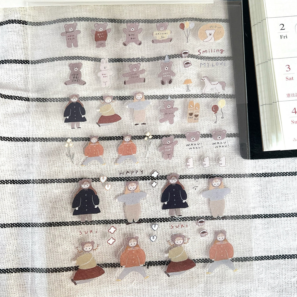 Ranmyu PET Stickers - Girl with Bear Ears and a Bear