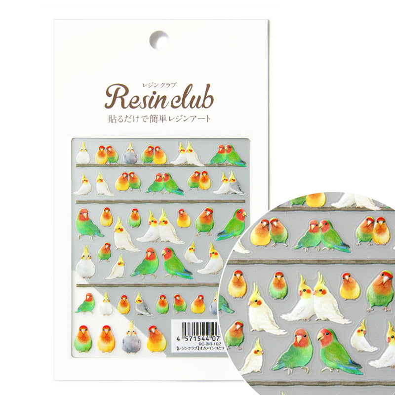 Resin Club Double-Sided UV Resin Sticker - Cockatiel and Lovebird