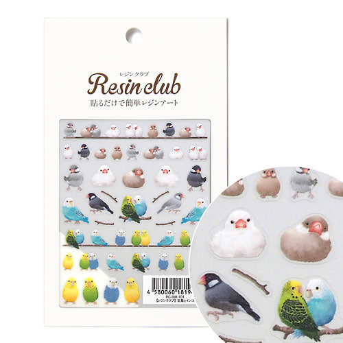 Resin Club Double-Sided UV Resin Sticker - Java Sparrow and Parakeet