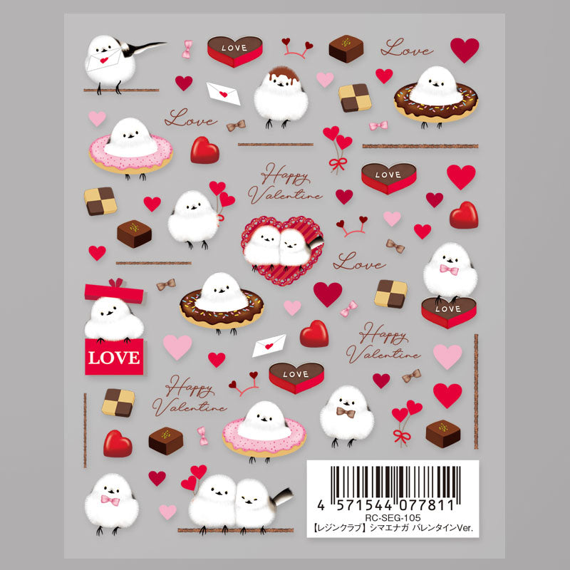 Resin Club Double-Sided UV Resin Sticker - Long-tailed Tit Valentine's Day