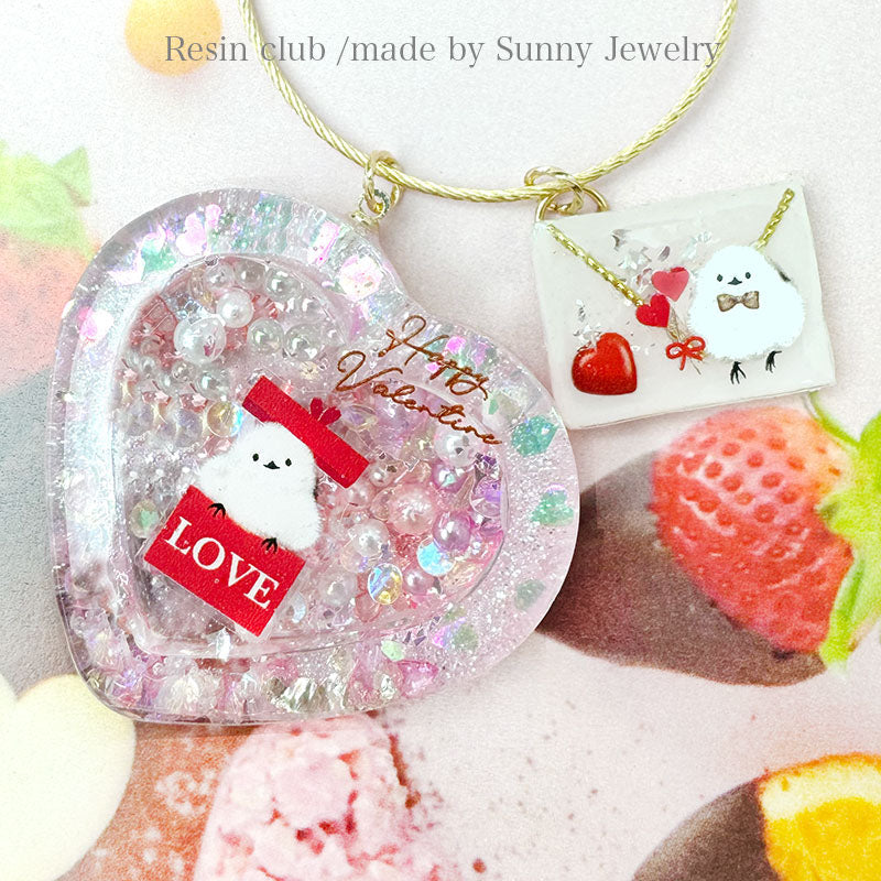 Resin Club Double-Sided UV Resin Sticker - Long-tailed Tit Valentine's Day