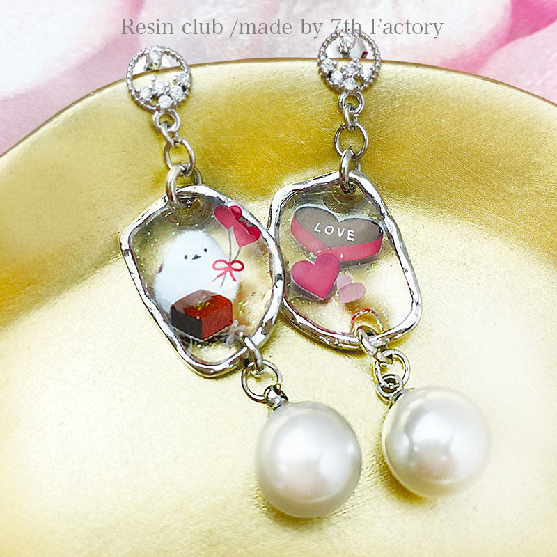 Resin Club Double-Sided UV Resin Sticker - Long-tailed Tit Valentine's Day