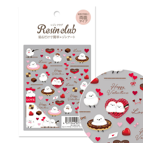 Resin Club Double-Sided UV Resin Sticker - Long-tailed Tit Valentine's Day