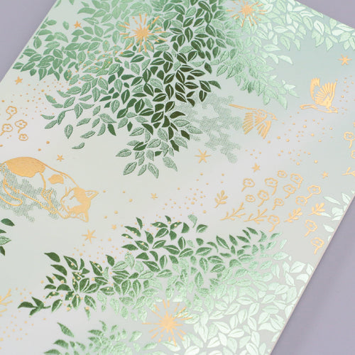 ROKKAKU Futaba Foil Stamped Notebook: Sunlit Leaves
