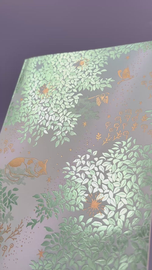 ROKKAKU Futaba Foil Stamped Notebook: Sunlit Leaves