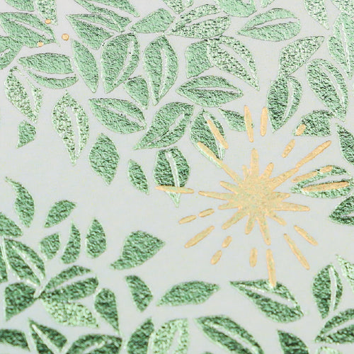 ROKKAKU Futaba Foil Stamped Postcard: Sunlit Leaves