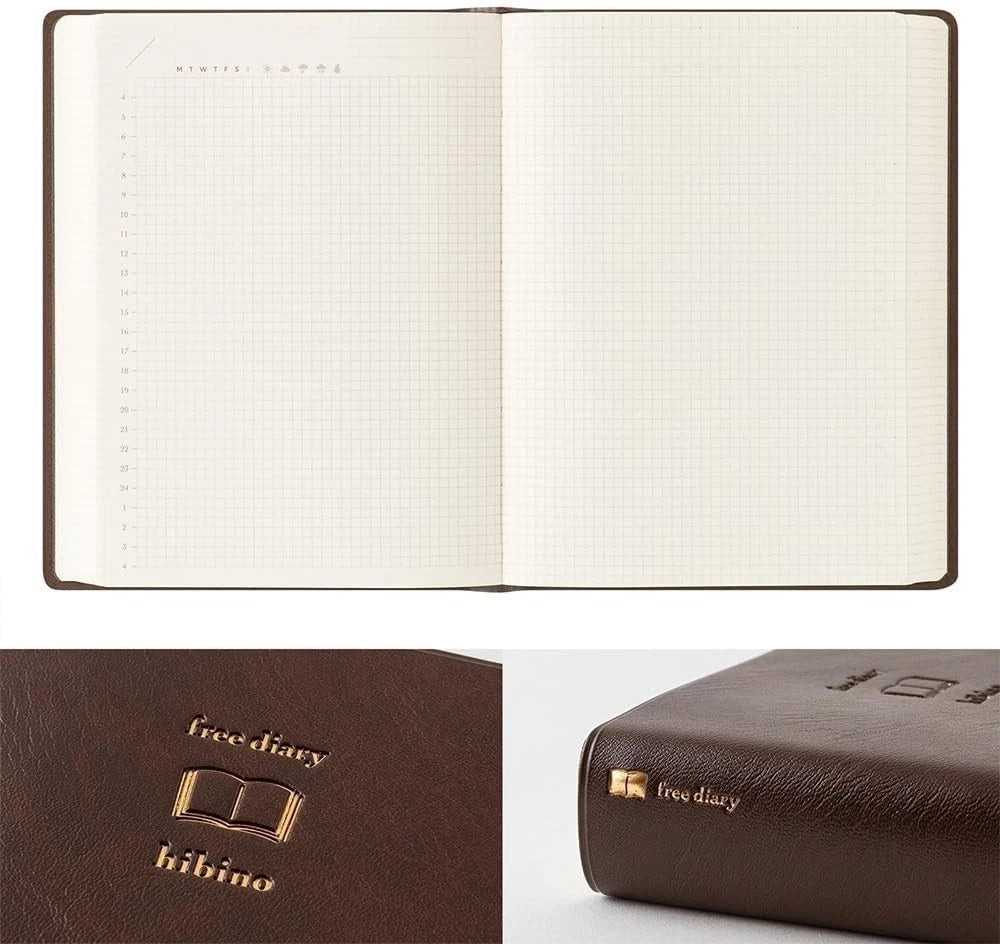 Midori Hibino Free Diary A6 - Brown