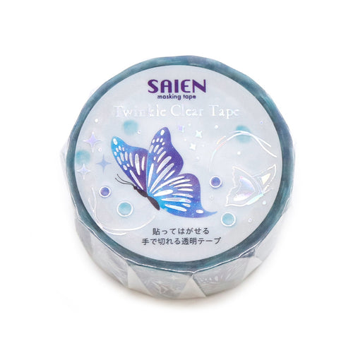 SAIEN Twinkle Clear Tape - Holographic Foil - Blue Butterfly