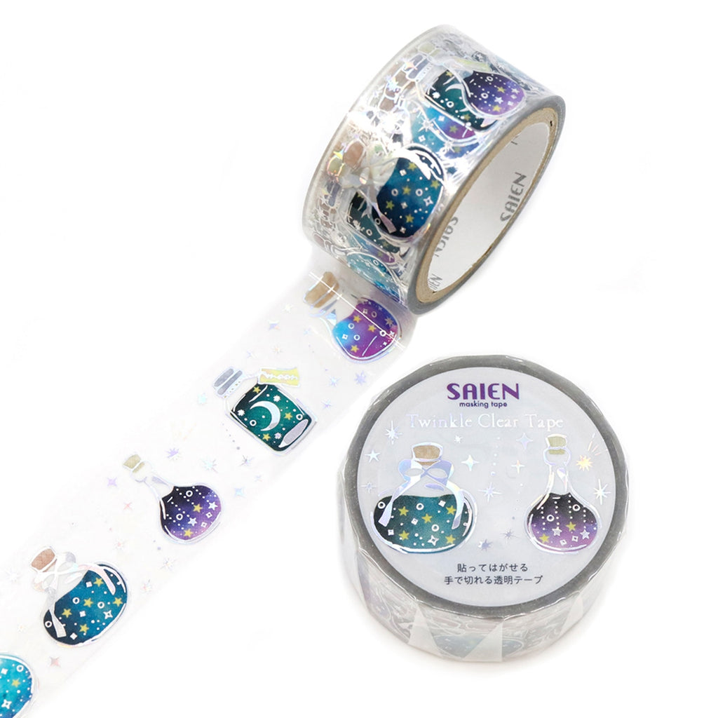 SAIEN Twinkle Clear Tape - Holographic Foil Starry Sky Bottle