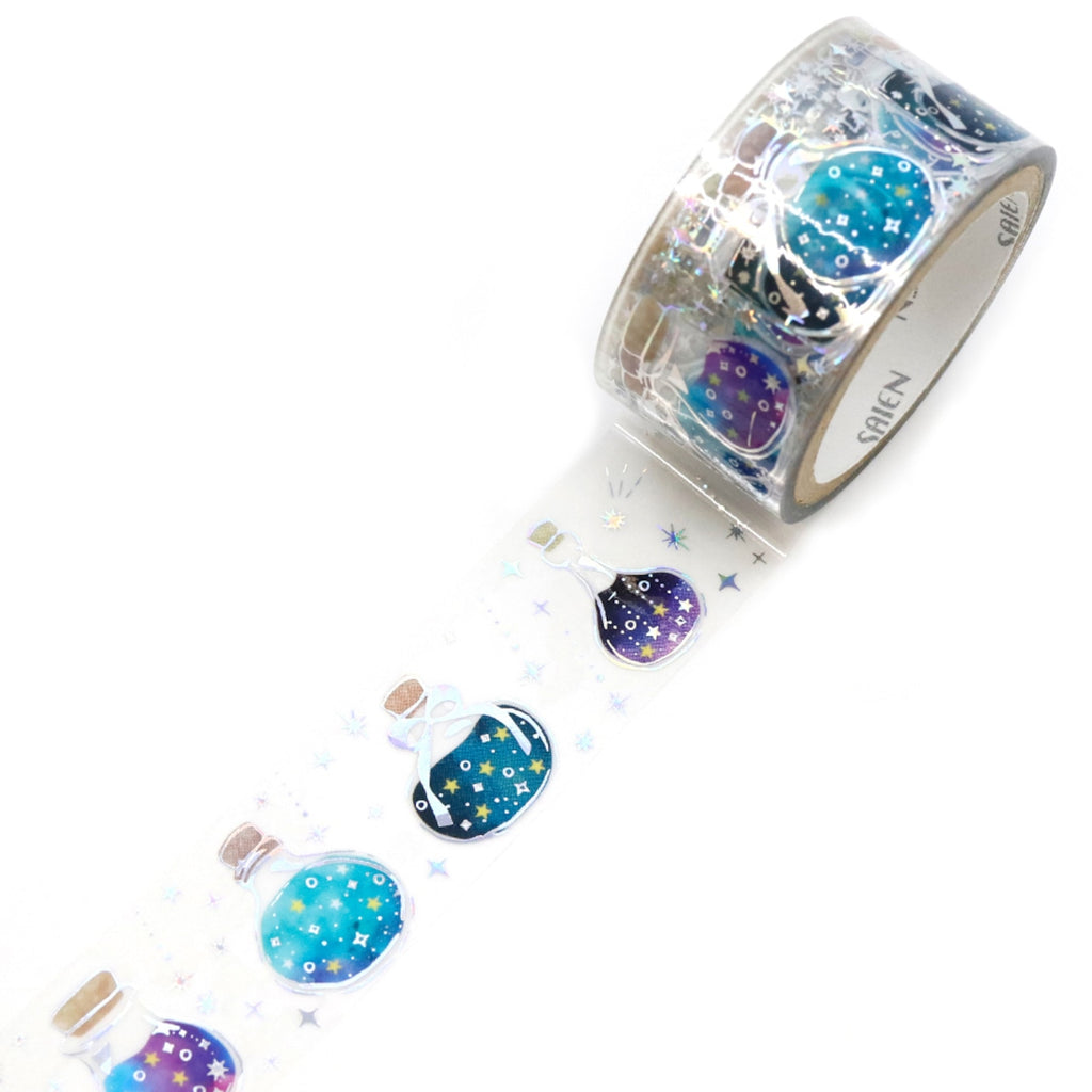 SAIEN Twinkle Clear Tape - Holographic Foil Starry Sky Bottle