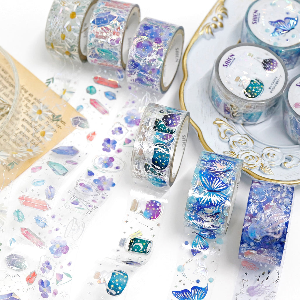 SAIEN Twinkle Clear Tape - Holographic Foil Starry Sky Bottle