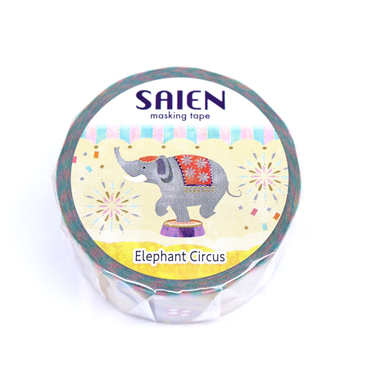 SAIEN Washi Tape - Gold and Silver Foil Elephant Circus