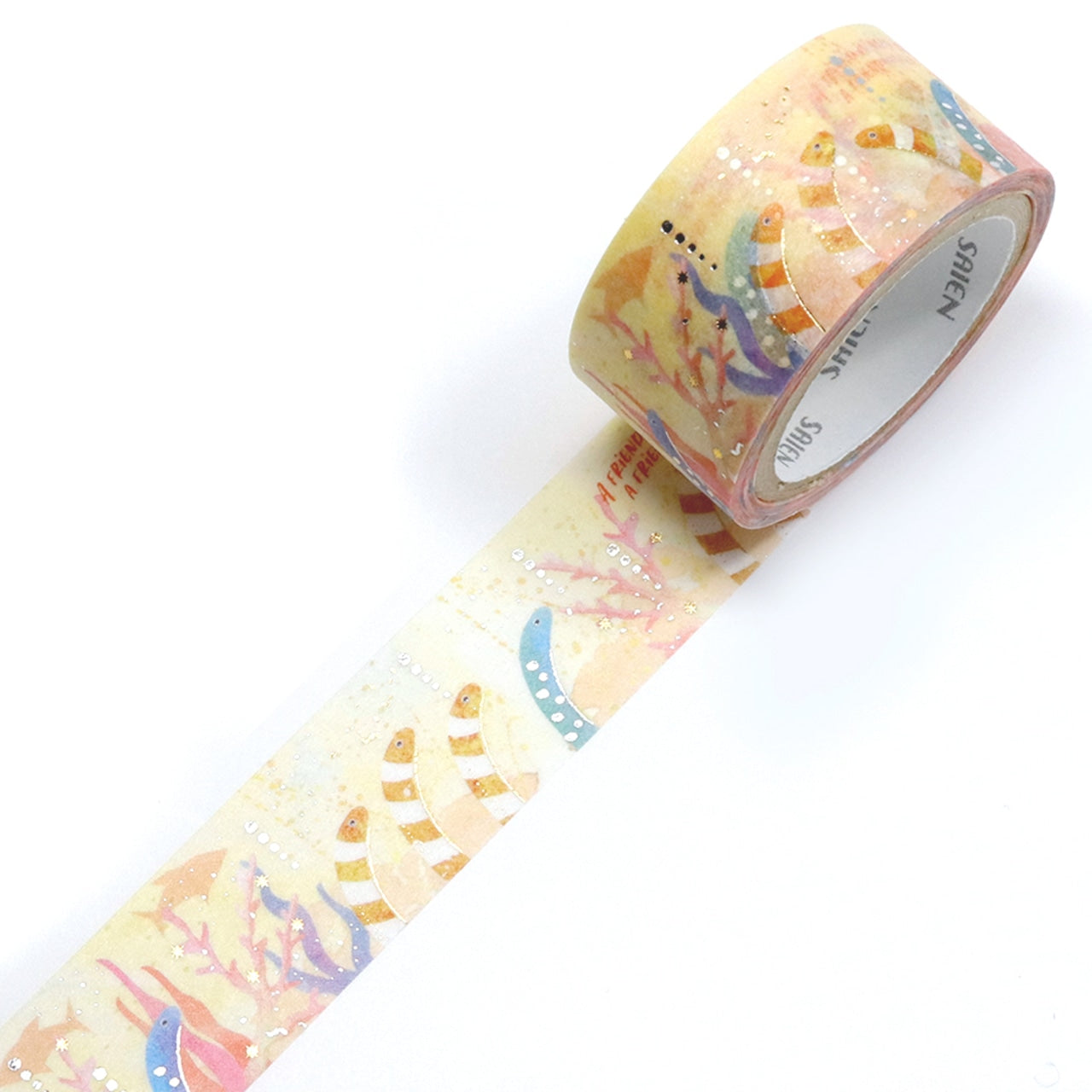 SAIEN Washi Tape - Gold and Silver Foil Garden Eel