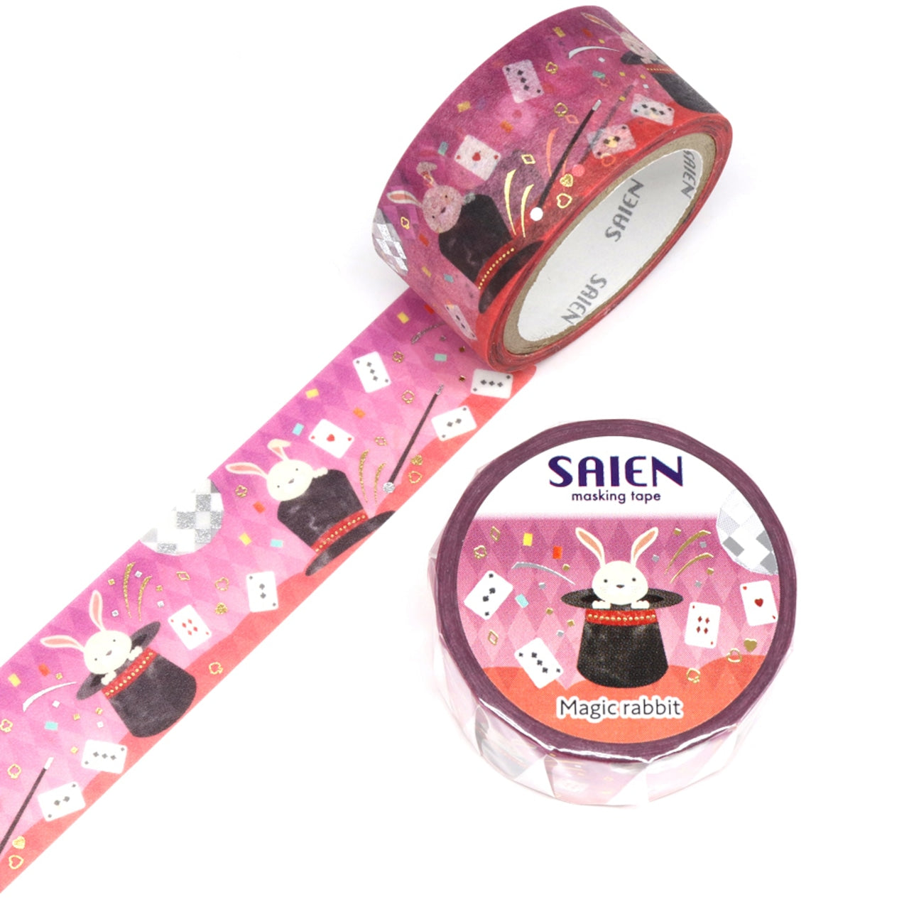 SAIEN Washi Tape - Gold and Silver Foil Magic Rabbit