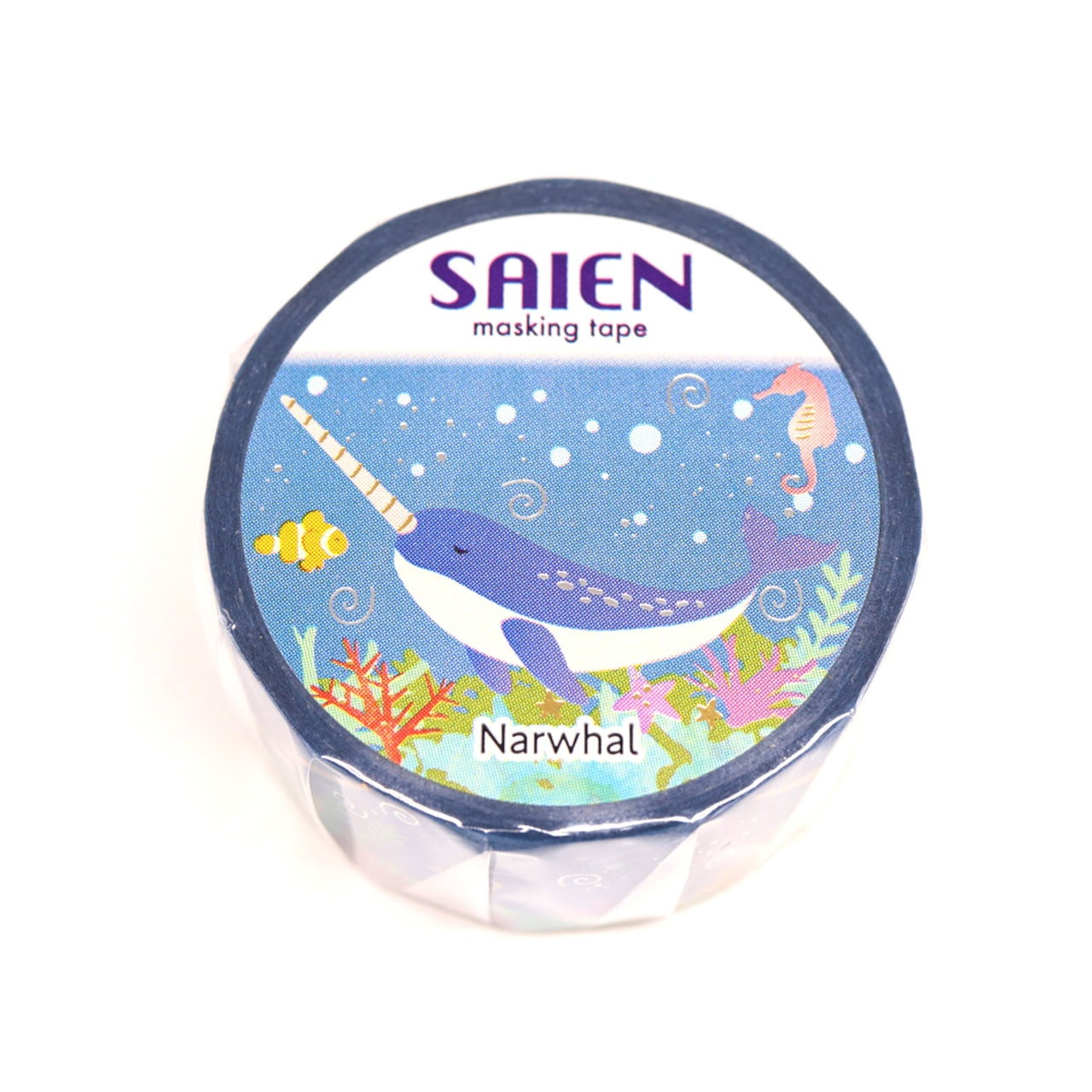 SAIEN Washi Tape - Gold and Silver Foil Narwhal