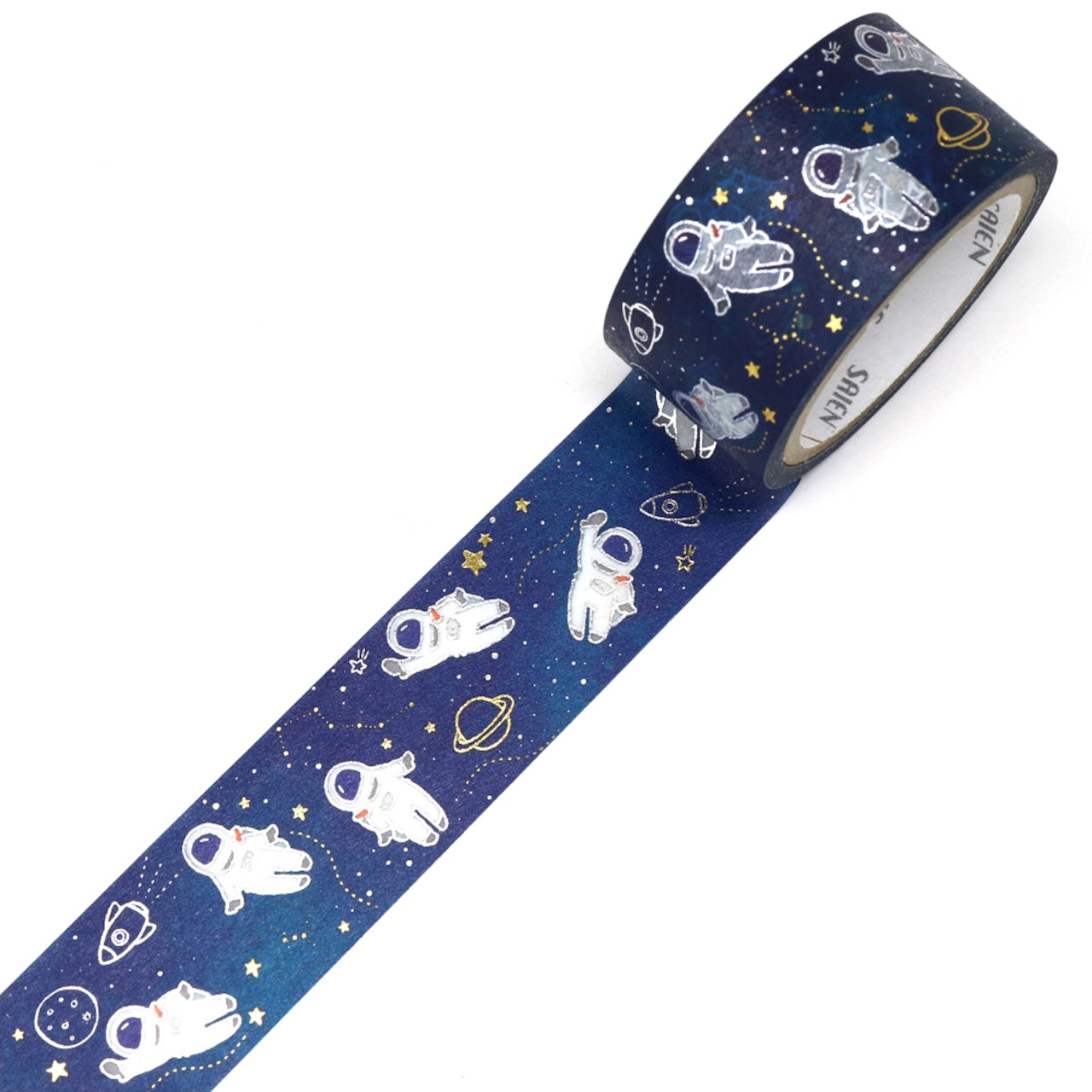 SAIEN Washi Tape - Gold and Silver Foil Space Travel