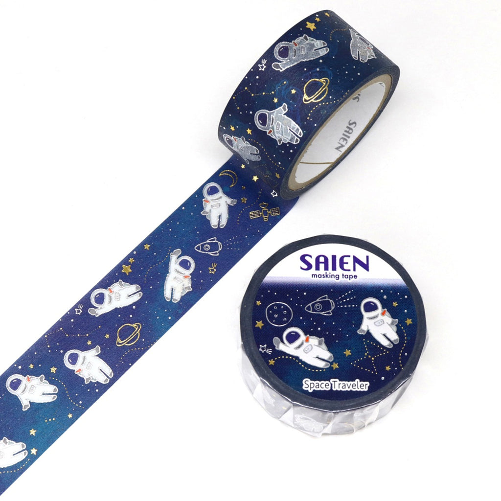 SAIEN Washi Tape - Gold and Silver Foil Space Travel