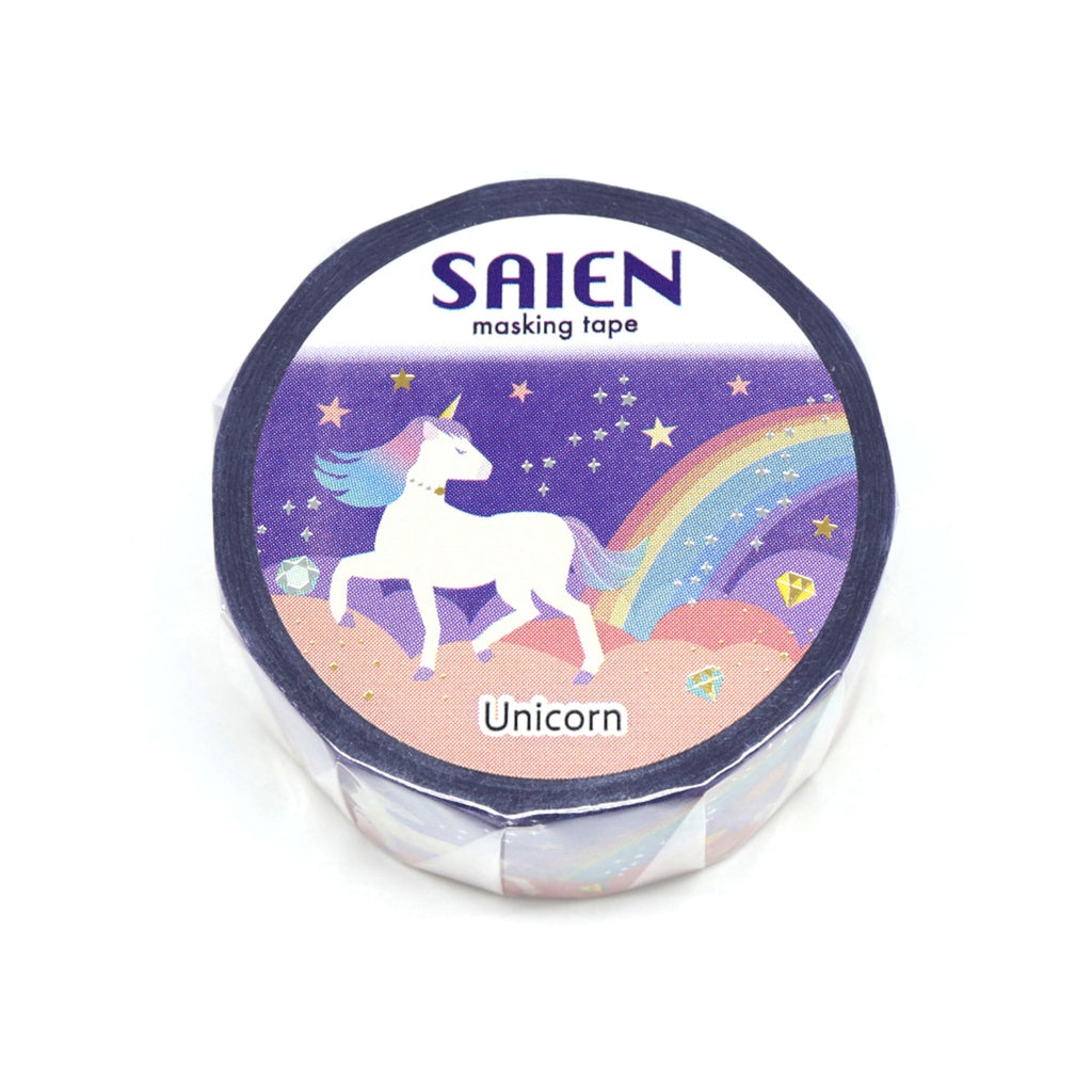 SAIEN Washi Tape - Gold and Silver Foil Unicorn