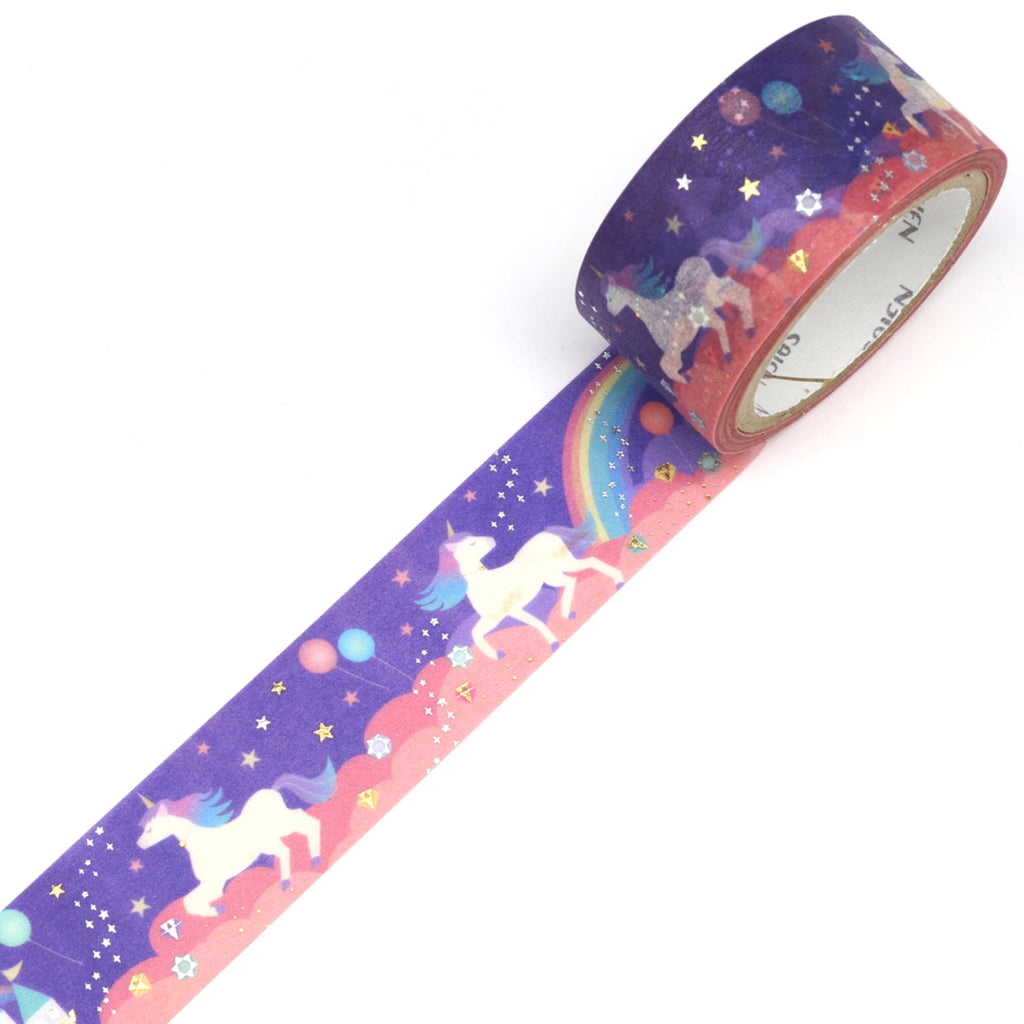 SAIEN Washi Tape - Gold and Silver Foil Unicorn