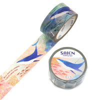 SAIEN Washi Tape - Gold and Silver Foil - Whale view 1