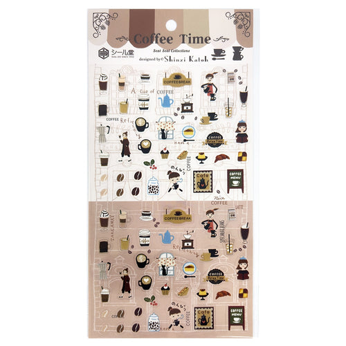Seal-do Shinzi Katoh Sticker Sheet - Coffee Time
