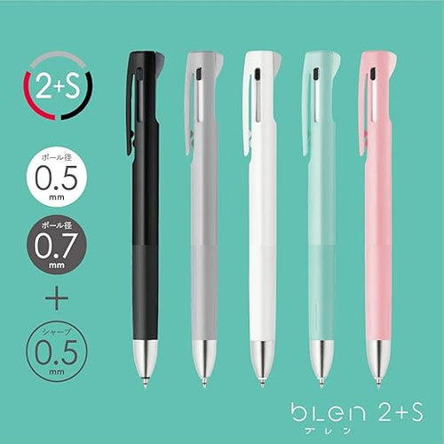 Zebra Blen 2+S Multi Pen (Black/Red Ink + Mechanical Pencil) 0.7 Pink