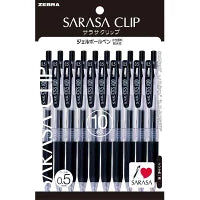 Zebra Sarasa Clip 0.5 10 Black Pen Set