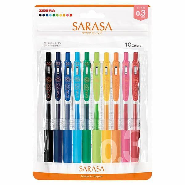 Zebra Sarasa Clip 0.5 10 Color Pen Set