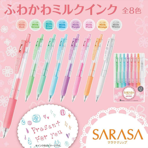 Zebra Sarasa Clip 0.5 8 Color Milk Color Pen Set