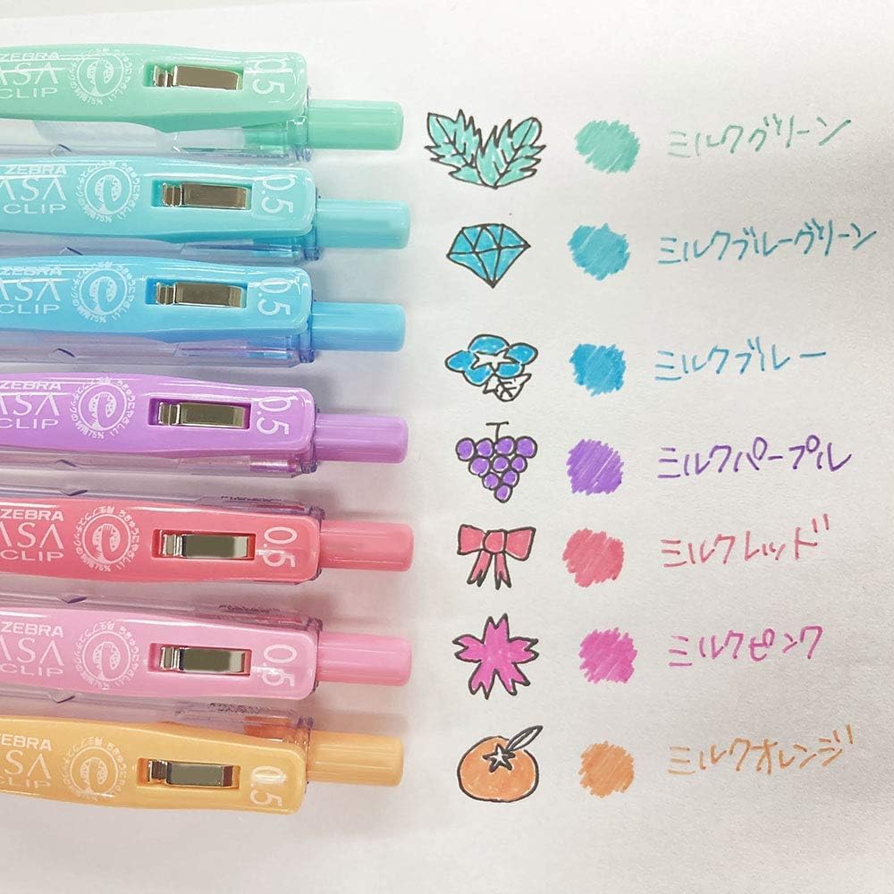 Zebra Sarasa Clip 0.5 8 Color Milk Color Pen Set